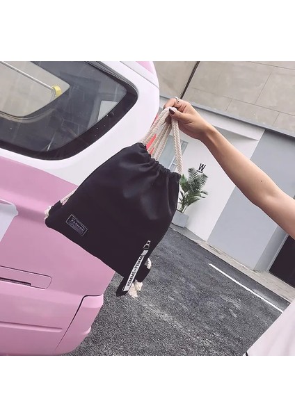 Kadınlar Sırt Çantası Spor Bezi Bunch Cep Çizme Sırt Çantası Kadınlar Katlanır Taşınabilir Alışveriş Çantası Açık Mekan Seyahat Paket: Siyah (Yurt Dışından)