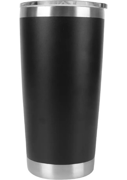 20OZ Içecek Takımı Termal Kupa Bira Fincanları, Kapaklı Kaplamalı Kaplamalı Paslanmaz Çelik Su Şişesi Yalıtımlı Sızdırmazlık: 600ML/RENK: Siyah (Yurt Dışından)