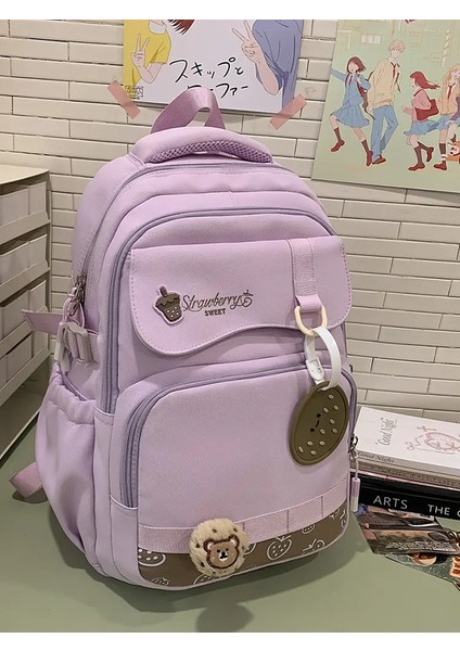 2025 Yeni Stil Ilköğretim Okulu Öğrenci Sırt Çantaları. Kızlar Için Çift Darbeli Sırt Çantaları. Suya Dalıdırlar. Bulut Temalı Stu Rengi: Mor/boyut: 15 Inç (Yurt Dışından)