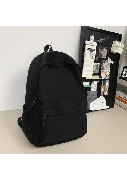 Okul Sırt Çantası Siyah Su Geçirmez Kitap Çantası Gündelik Hafif Seyahat Sırtlı Sırt Çantası Sırt Çantaları Erkekler Için Kadın Kolej Liseli Lise: Siyah (Yurt Dışından)