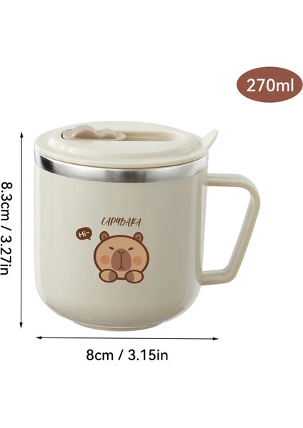 Worthbuy Mini Sevimli Çocuklar Çift Duvarlı Yalıtımlı Su Kupası Samanlı 316 Paslanmaz Çelik Içme Kupası Mühür Kahve Kupa Kapasite: 201-300ML/RENK: C Stil Capya (Yurt Dışından)