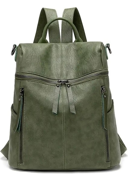 Yumuşak Deri Sırt Çantası Hafif Kadınlar Sırt Çantası Koyun Derisi Rahat Su Geçirmez Seyahat Çantası Anne Çocuk Çantaları Kız Okul Çantaları Renk: Yeşil/beden: Tek Beden (Yurt Dışından)