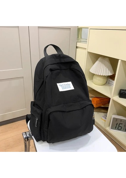 Basit Hafif Seyahat Sırt Çantası Kore Tarzı Naylon Düz Renk Sırt Çantası Su Geçirmez Büyük Kapasite Öğrenci Schoolbag Açık Moorcolor: Beyaz (Yurt Dışından)