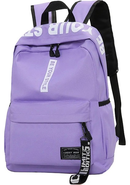 Şık Hafif Hafif Öğrenci Sırt Çantası Özelleştirilebilir Logo Gündelik Çift Omuz Çanta Ark Omuz Askısı Polyester Astar Oxford Renk: Mor/boyut: Tek Beden (Yurt Dışından)