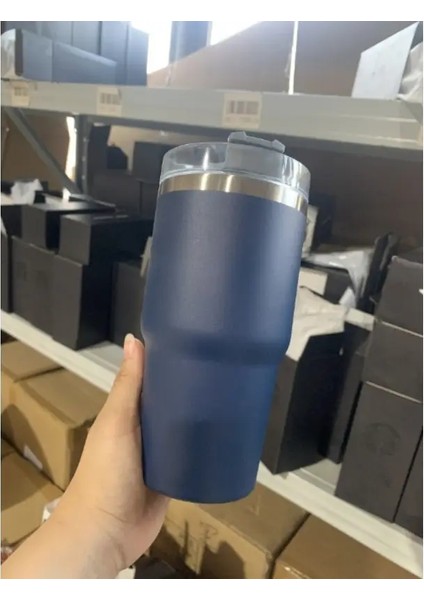 304 Paslanmaz Çelik Yalıtımlı Dak, Uygun 591ML Büyük Kapasiteli Saman Kahve Seyahat Fincanı, Araba Fincanı Kapasitesi: 590ML/RENK: 06 (Yurt Dışından)