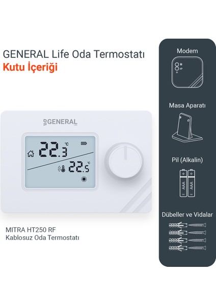 Mitra 250 Rf Kablosuz Dijital Oda Termostatı fiyatları
