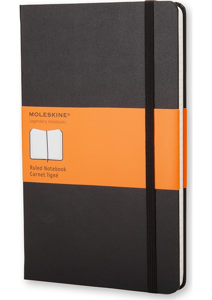 Çizgili Siyah Defter L Boy Sert Kapak