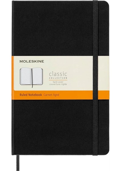 Çizgili Siyah Defter L Boy Sert Kapak