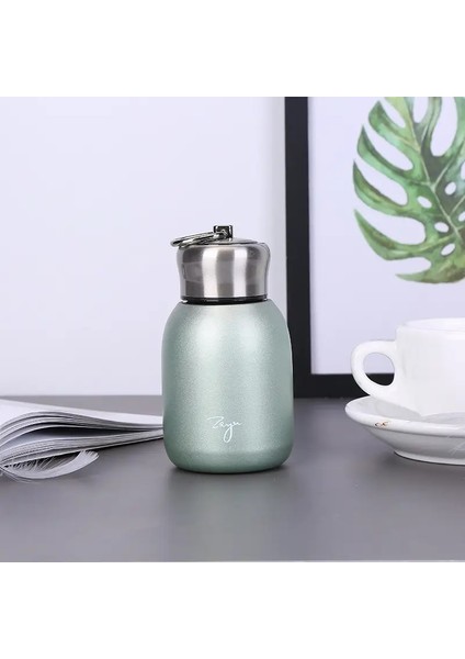 1pc 300ML Moda Mini Kahve Vakum Şişeler Güzel Paslanmaz Çelik Termos Taşınabilir Seyahat Su Şişesi Kapak Cupscapacity: 201-300ML/RENK: Yeşil (Yurt Dışından)