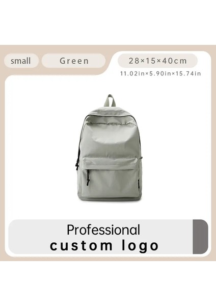 Sırt Çantası Özel Logo Şık Unisex Naylon Öğrenci Sırt Çantası Öğle Yemeği Kutusu Su Şişesi Tutucu Fermuar Kapanma-Yeni Okul Çantası Renk: Yeşil-Küçük/boyut: 14 Inç (Yurt Dışından)