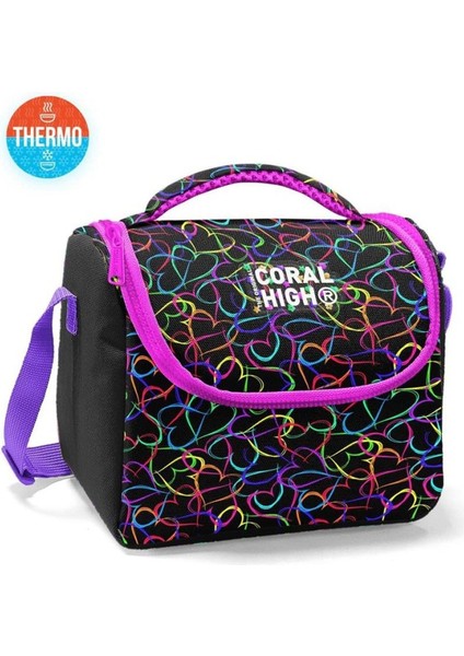 Çok Renkli Kalp Desenli Thermo Beslenme Çantası 22770
