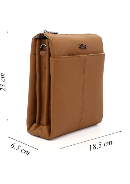 Kadın Taba Uzun Askılı Hakiki Deri Evrak Omuz Çantası