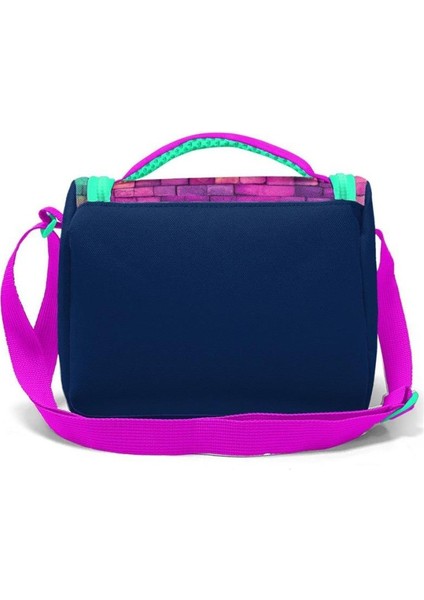 Pembe Lacivert Grafiti Yazılı Thermo Beslenme Çantası 11769