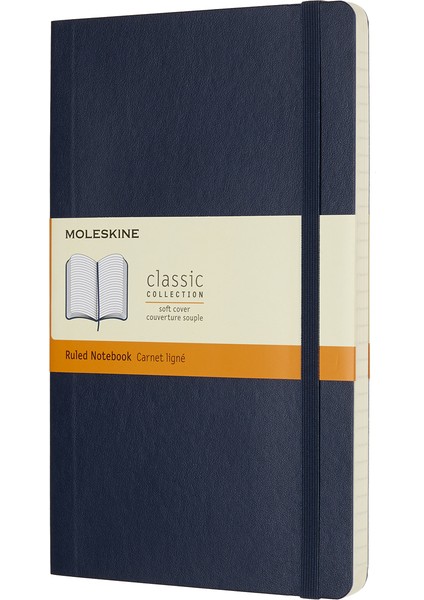 Çizgili Safir Mavi Defter L Boy Soft Kapak