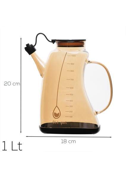 3855-1 Şeffaf Borosilikat Cam Zeytinyağ Şişesi - Yağlık ve Sirkelik Siyah 1lt indirimleri