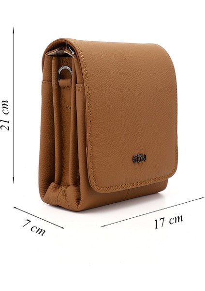 Kadın Taba Uzun Askılı Hakiki Deri Evrak Omuz Çantası