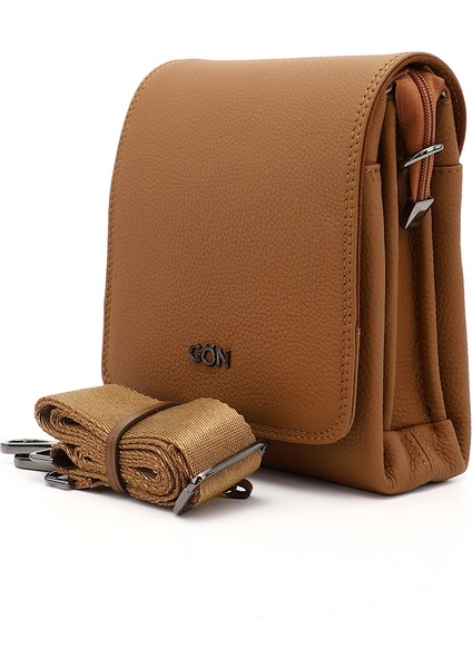 Kadın Taba Uzun Askılı Hakiki Deri Evrak Omuz Çantası