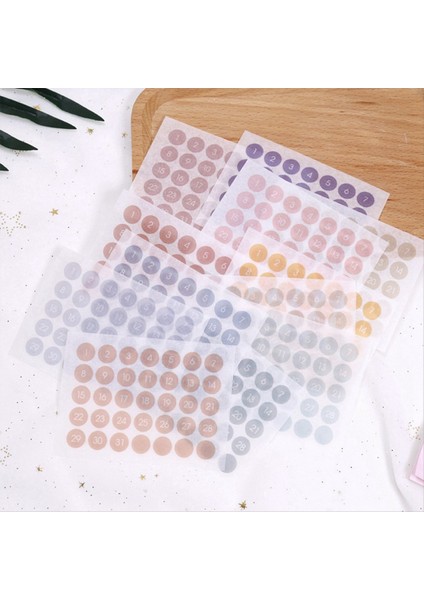 12 Adet Renkli Yuvarlak Sayı Tarih Etiketi A (Yurt Dışından) modelleri