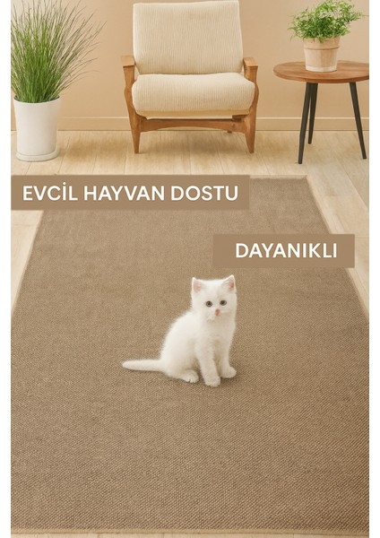 Kahve Bej Jüt Sisal Kaymaz Taban Hasır Dokuma Yıkanabilir Yolluk Salon Koridor Mutfak Halısı