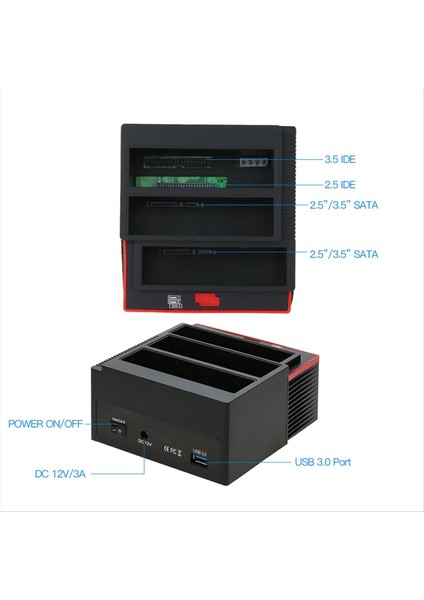 Hepsi Bir Arada Çift Bölmeli HDD Yerleştirme Istasyonu USB 3.0 HDD Istasyonu Ab Fişi (Yurt Dışından) modelleri