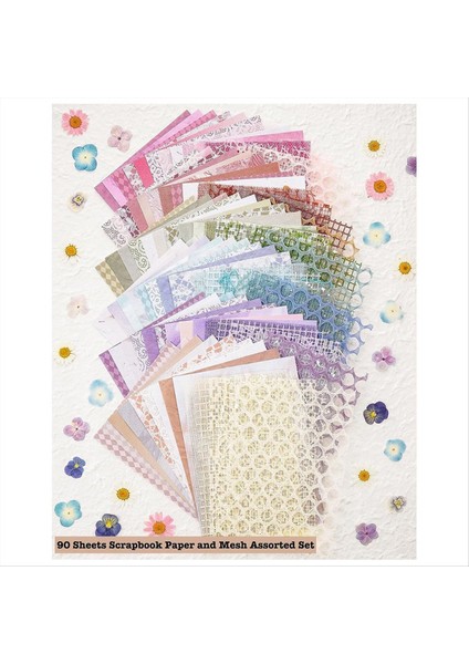 90 Yaprak Scrapbook Kağıdı ve Dekoratif Örgü Kumaş Çeşitli Set B (Yurt Dışından) modelleri