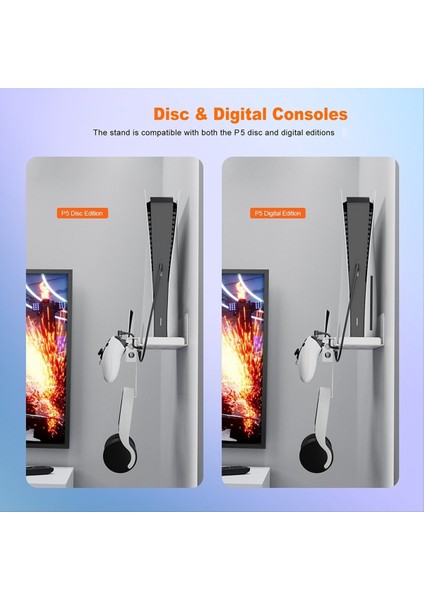 Ps5 Oyun Konsolu Duvar Montaj Braketi Oyun Sunucusu Rafı Için Yerden Tasarruf Sağlayan A (Yurt Dışından)