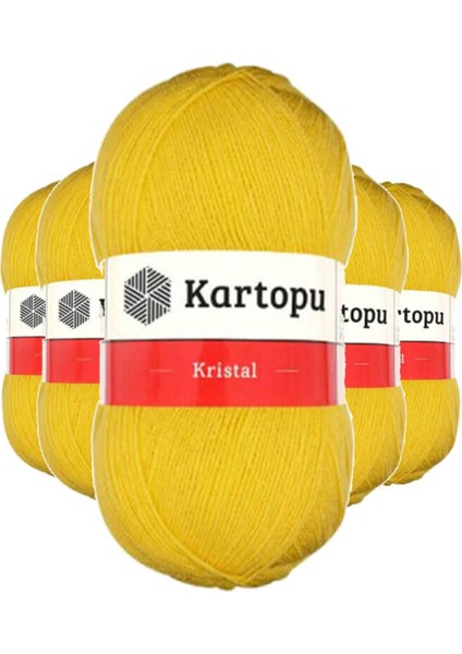 5 Adet Kristal Çift Katlı El Örgü Lif Ipi Sarı K301