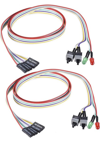 Adet Bilgisayar Kasası Atx Güç Açma Kapama Sıfırlama Anahtarı Kablosu 2 Led'li (Yurt Dışından)
