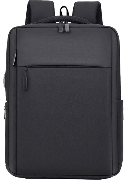 USB Şarj Portlu 17 Inç Dizüstü Bilgisayar Sırt Çantası Oxford Kumaş Not Defteri Sırt Çantası - Siyah (Yurt Dışından)