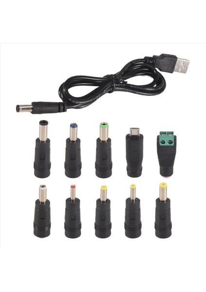 10 Değiştirilebilir Fiş Konnektörlü USB - Dc Güç Kablosu Adaptörü (Yurt Dışından)