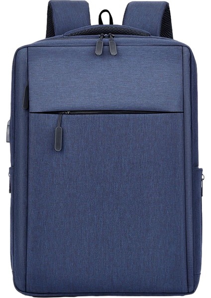 USB Şarj Portlu 17 Inç Dizüstü Bilgisayar Sırt Çantası Oxford Kumaş Not Defteri Sırt Çantası - Mavi (Yurt Dışından)