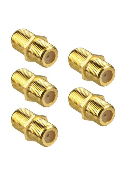 5 Adet Koaksiyel Kablo Konnektörü, Rg6 F Tipi Altın Kaplama Adaptör (Yurt Dışından)