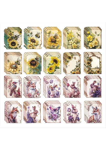 60 Adet Vintage Scrapbooking Kağıdı Dekupaj Kağıdı (Yurt Dışından)