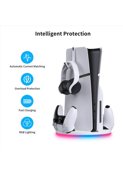 Ps5 Slim Konsol Depolama Yuvası, Rbg Işıklı Saplı Şarj Cihazı ve Kanca (Yurt Dışından) indirimleri