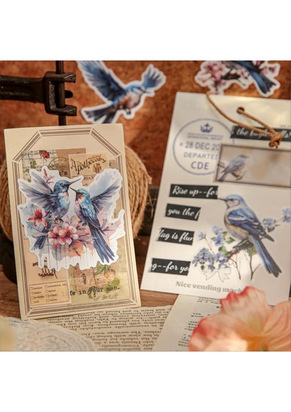 Günlük Tutmak Için Önceden Kesilmiş Çıkartma Defteri, 20 Yaprak, Kuşlar ve Çiçekler (Yurt Dışından)