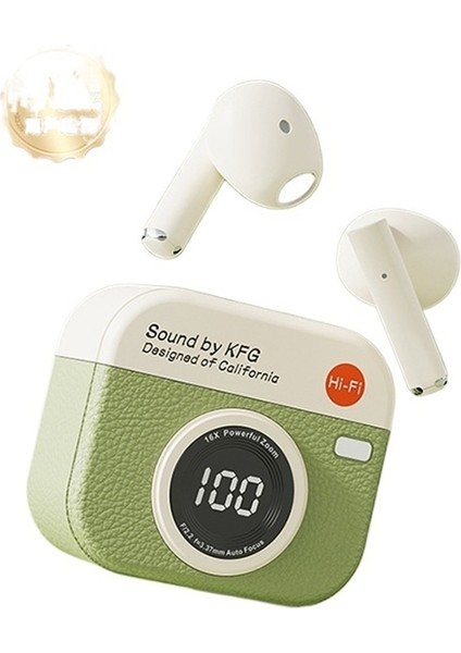 Q86 Bluetooth Kulaklık Yeni Gürültü Azaltma Akıllı Dijital Ekran Retro Kamera Kulak Içi Kablosuz Bluetooth Kulaklık (Yurt Dışından)