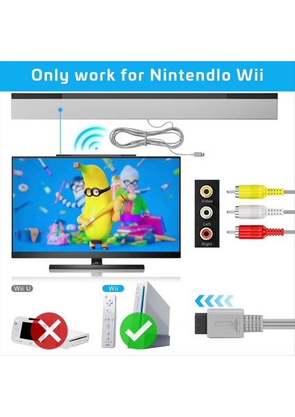 3'ü 1 Arada Kablolu Hareket Sensörü Çubuğu + Adaptör Kablosu + Wii Ab Fişi Için Kablo (Yurt Dışından) fırsatları