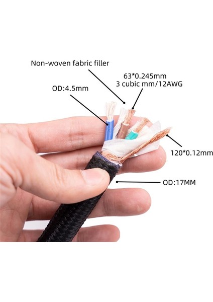 12AWG Hi-End Hifi Ses Ac Güç Kablosu Abd Fişi 1 Metre/3,28 Ft (Yurt Dışından) fiyatları