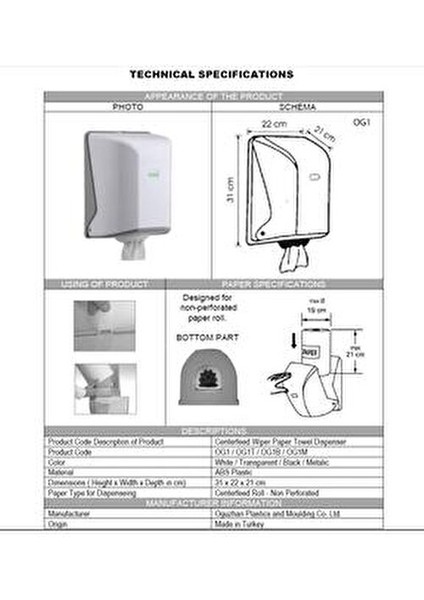 İçten Çekmeli Kağıt Havlu Dispenseri Plastik Malzeme ile Sensörsüz Tasarımda Mavi fırsatları