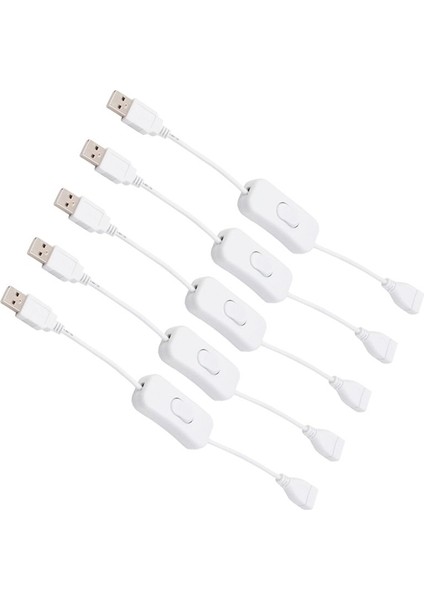 5 Adet 28 cm USB Kablosu Erkek - Dişi Beyaz (Yurt Dışından)