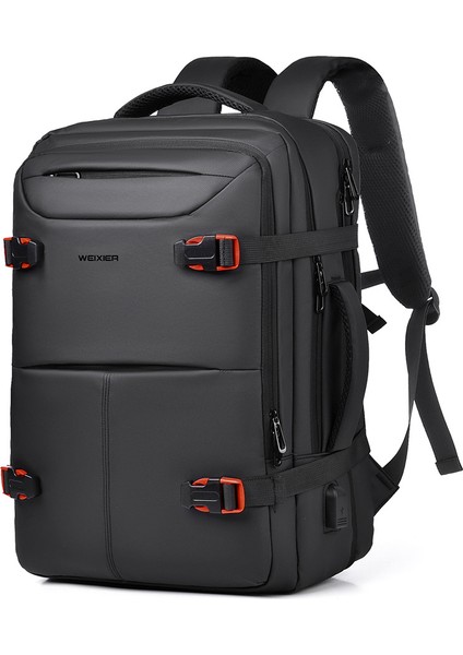 Weıxıer B735 Iş Dizüstü Bilgisayarı Sırt Çantası Genişletilebilir Kapasiteli Omuz Çantası Harici USB Bağlantı Noktası - Siyah (Yurt Dışından)