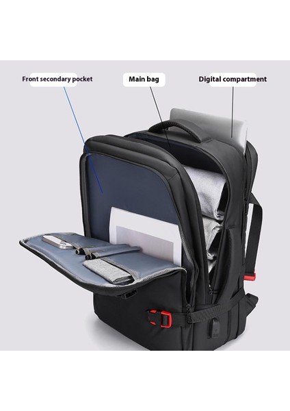 Weıxıer B735 Iş Dizüstü Bilgisayarı Sırt Çantası Genişletilebilir Kapasiteli Omuz Çantası Harici USB Bağlantı Noktası - Siyah (Yurt Dışından) indirimleri