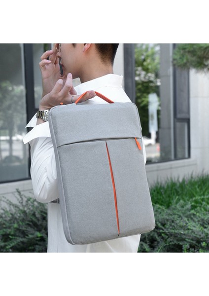13-14 Inç Dizüstü Bilgisayar Çantası Dikey Suya Dalı Naylon Koruyucu Kılıf Fermuarlı Cepli 34 x 24 x 3cm - Gri (Yurt Dışından) modelleri