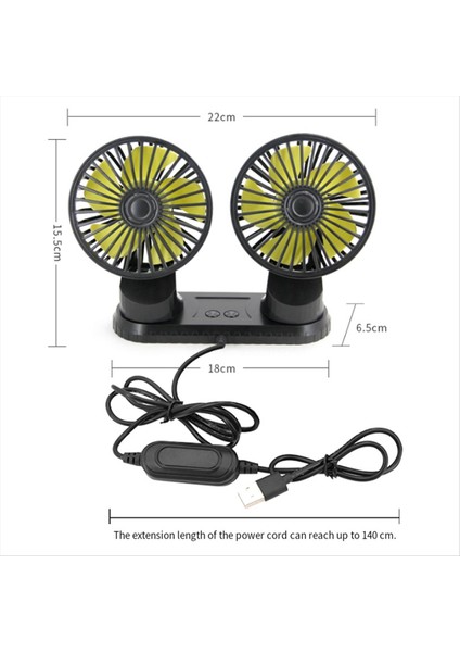 Evrensel Ayarlanabilir Çift Kafalı Fan Araç Gösterge Paneli Soğutma Hava USB Fanı (Yurt Dışından) fırsatları