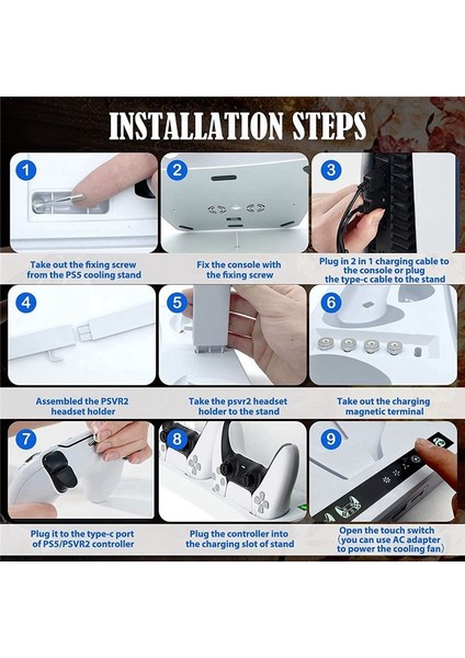 Ps Vr2 Ps5 Şarj Istasyonu ve Soğutma Fanı Için (Yurt Dışından) fiyatları