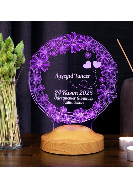 Öğretmene Hediye, Öğretmenler Günü Hediyeleri, Papatya, Mezuniyet Hatırası Hediyesi, Kişiye Özel Led Lamba