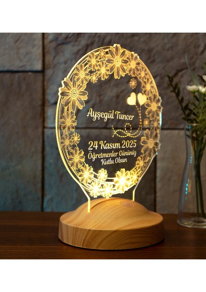 Öğretmene Hediye, Öğretmenler Günü Hediyeleri, Papatya, Mezuniyet Hatırası Hediyesi, Kişiye Özel Led Lamba