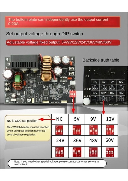 Cnc Ayarlanabilir Dc Regüle Edilmiş Güç Voltajı 20A/1200W Adım Aşağı Modülü (Yurt Dışından)