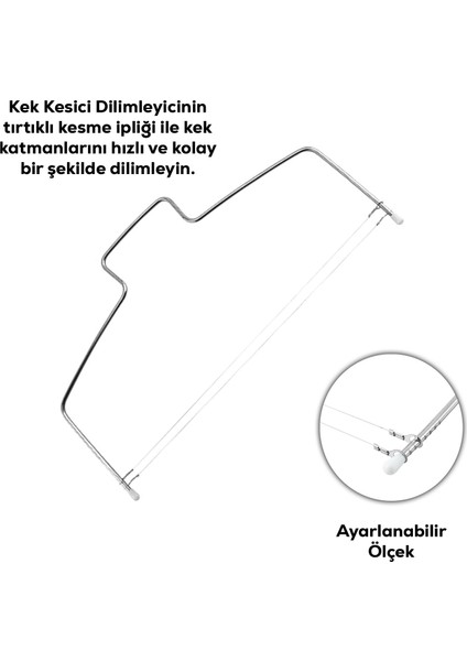 IVO-PST156 2 Telli Paslanmaz Ayarlanabilir Pasta Kesici – Kek Katmanı Dilimleme Teli
