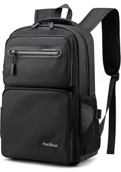Haoshuaı 3408# Büyük Omuz Çantası Dizüstü Bilgisayar Sırt Çantası Seyahat Sırt Çantası Kamp Taşıma Çantası - Siyah (Yurt Dışından)